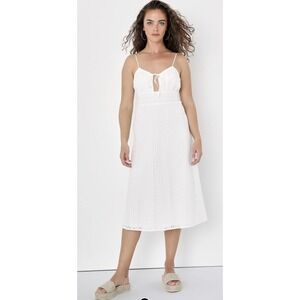 Adored Aura White Eyelet Embroidered Cutout Midi Dress‎